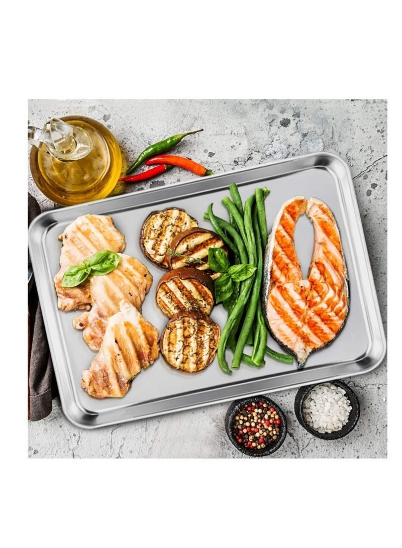Bukela Baking Sheets Set of 3, Baking Sheet Pan for Toaster Oven, Stainless Steel Cookie Sheets for Baking, 9/10/12 Inch Baking Tray, Rust-free & Dishwasher Safe (Silver) - Image 4
